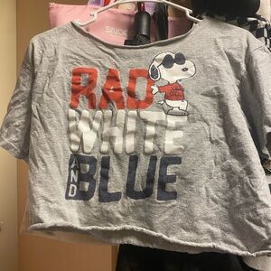 Snoopy Gray T-Shirt - Red, White, and Blue